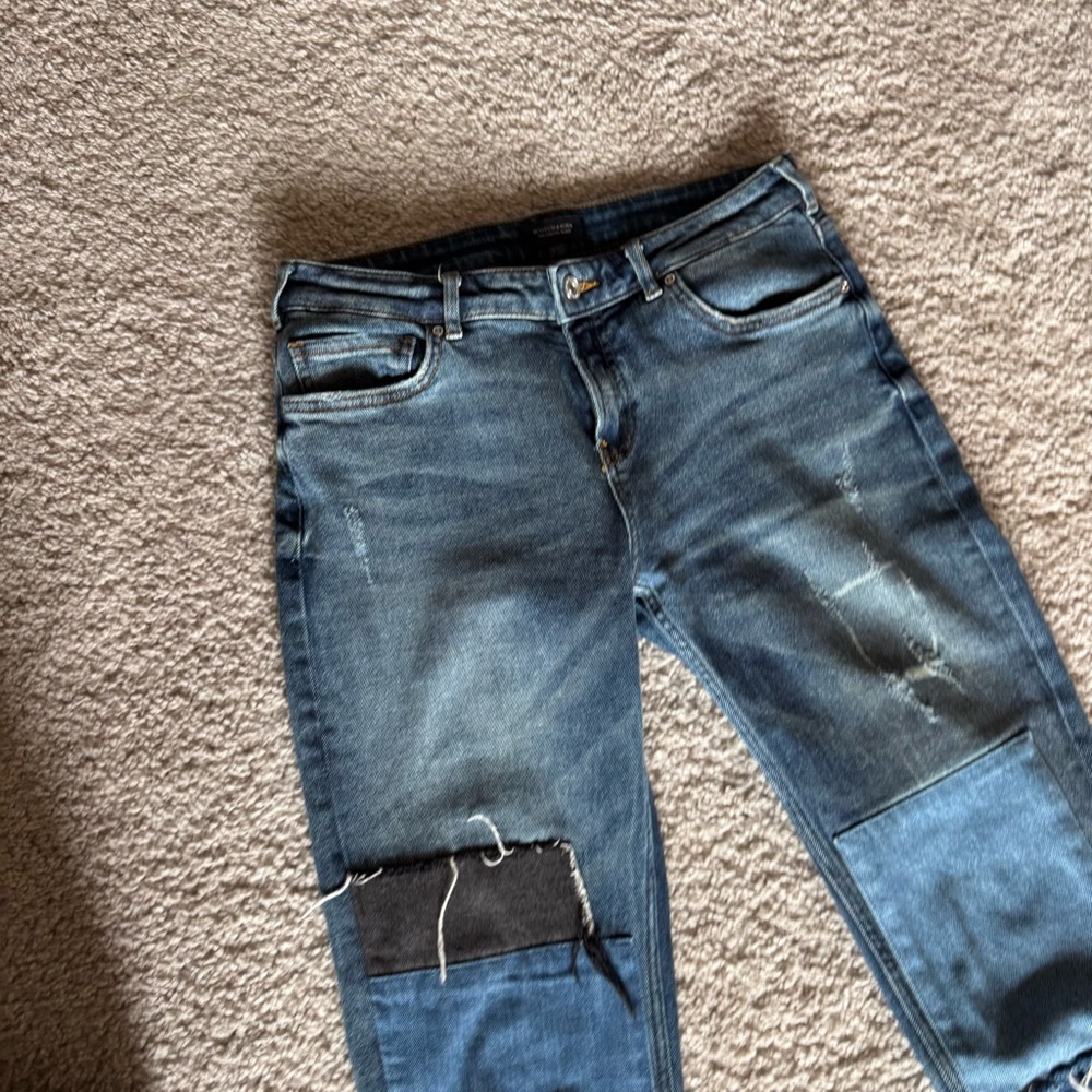 Scotch & Soda Women's The Keeper Slim Fit Patched Distressed Crop Jeans 28/32 - Picture 3 of 14